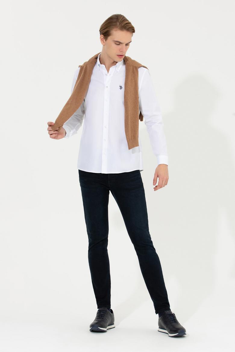 Erkek Beyaz Uzun Kollu Basic Gömlek - 50256698018