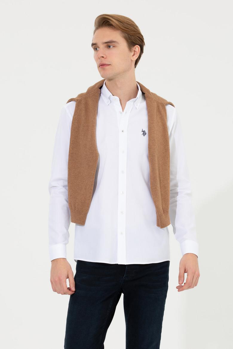 Erkek Beyaz Uzun Kollu Basic Gömlek
