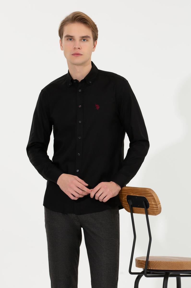 Erkek Siyah Uzun Kollu Basic Gömlek