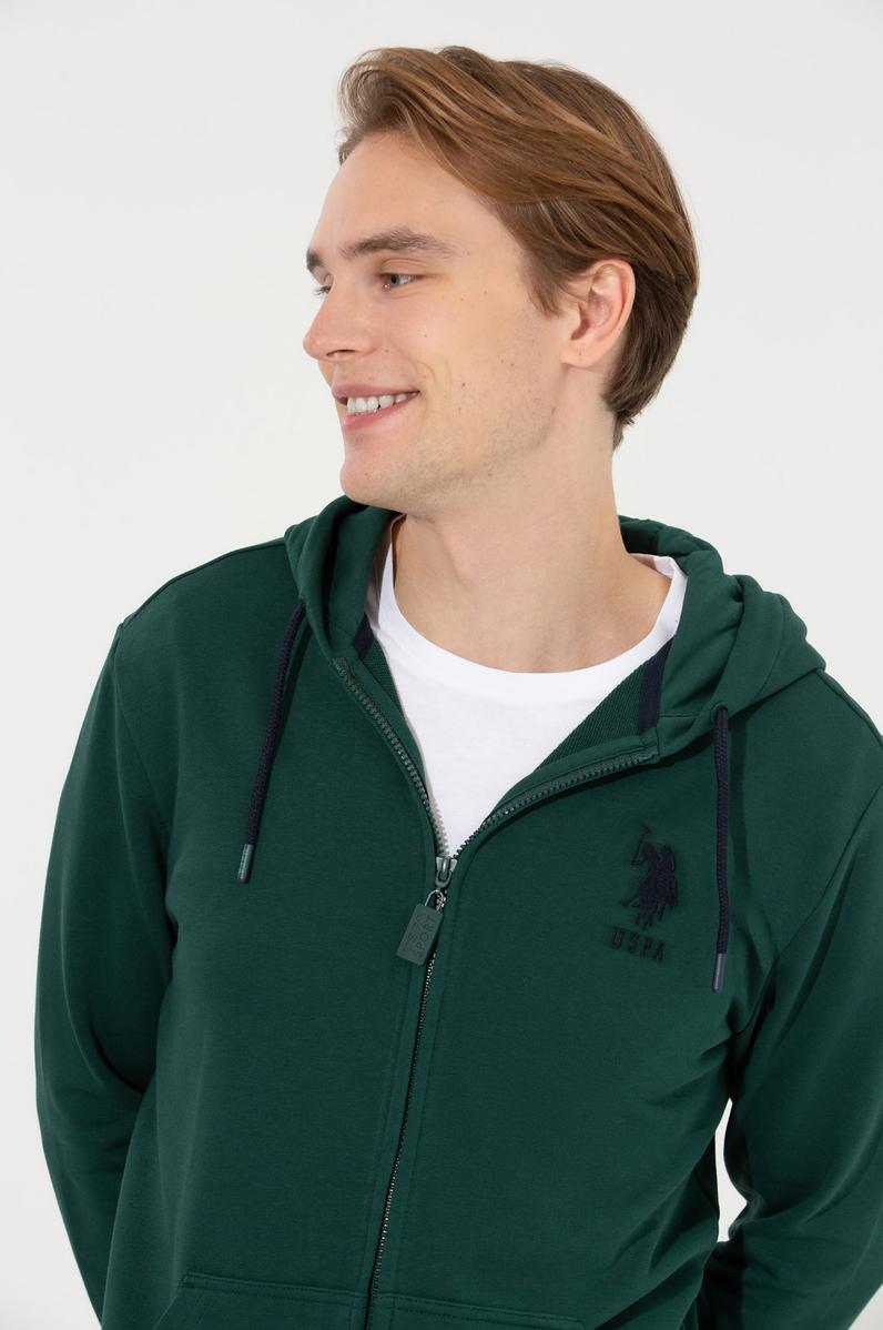 Erkek Vişne Kapüşonlu Örme Hırka