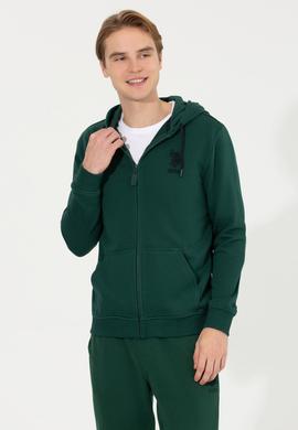 Erkek Vişne Kapüşonlu Örme Hırka - 50253132030