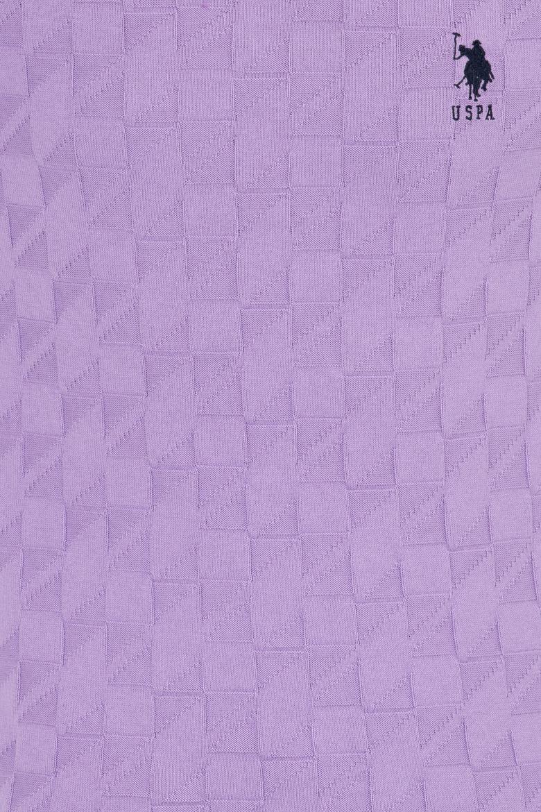 Erkek Lila Bisiklet Yaka Basic Triko Kazak - 50251882081