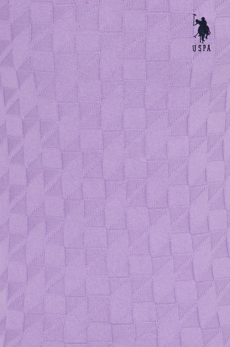 Erkek Lila Bisiklet Yaka Basic Triko Kazak