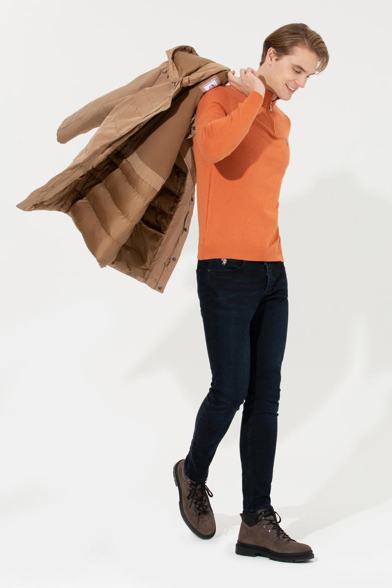 Erkek Kiremit Dik Yaka Triko Kazak - 50254065025