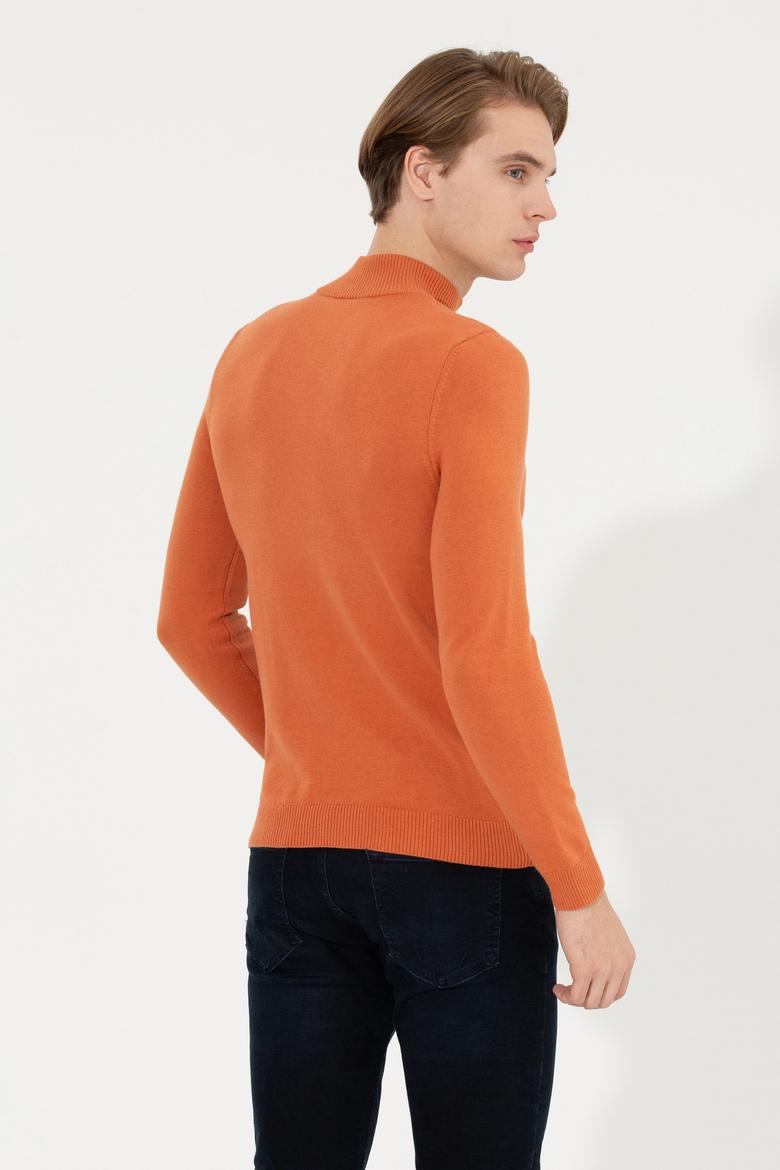 Erkek Kiremit Dik Yaka Triko Kazak - 50254065025