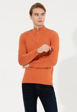 Erkek Kiremit Dik Yaka Triko Kazak - 50254065025