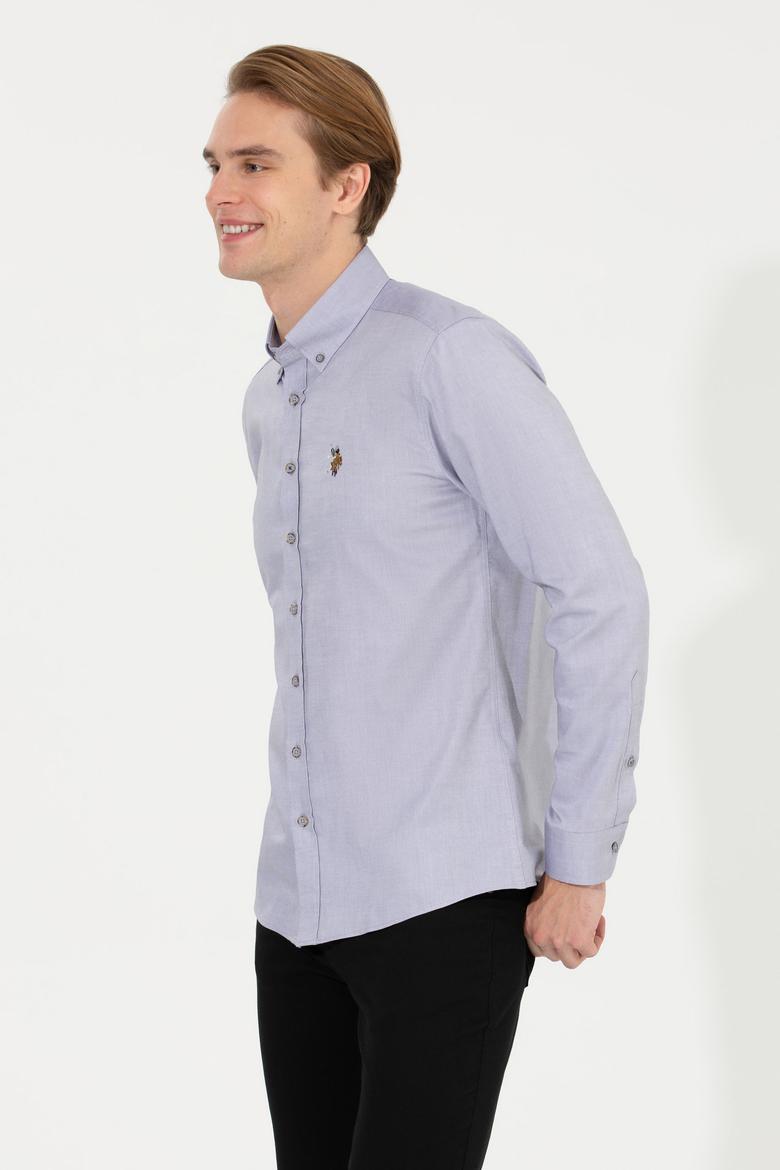 Erkek Gri Uzun Kollu Basic Gömlek - 50256694025