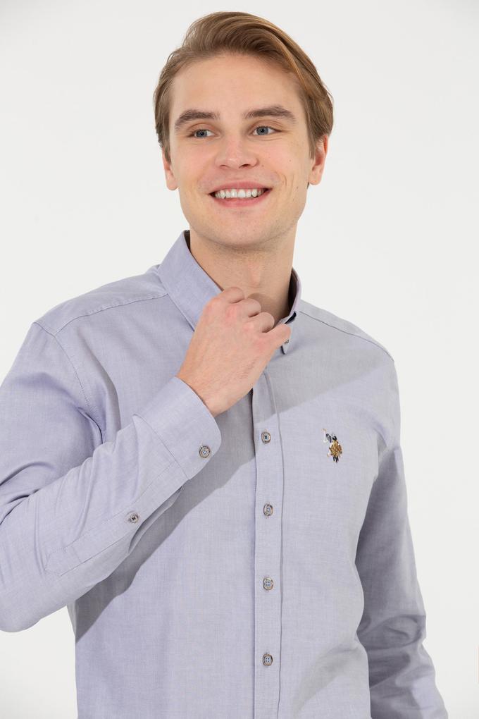 Erkek Gri Uzun Kollu Basic Gömlek