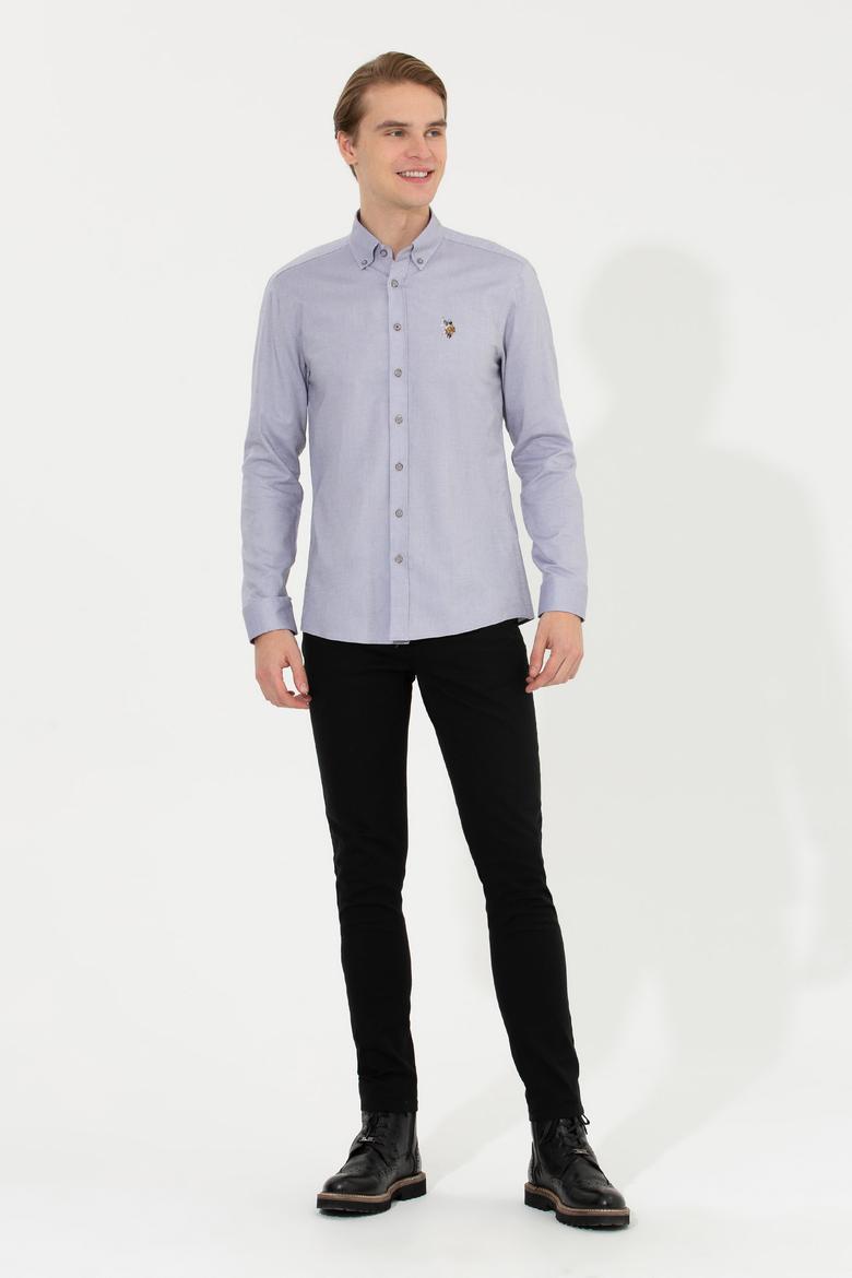 Erkek Gri Uzun Kollu Basic Gömlek - 50256694025