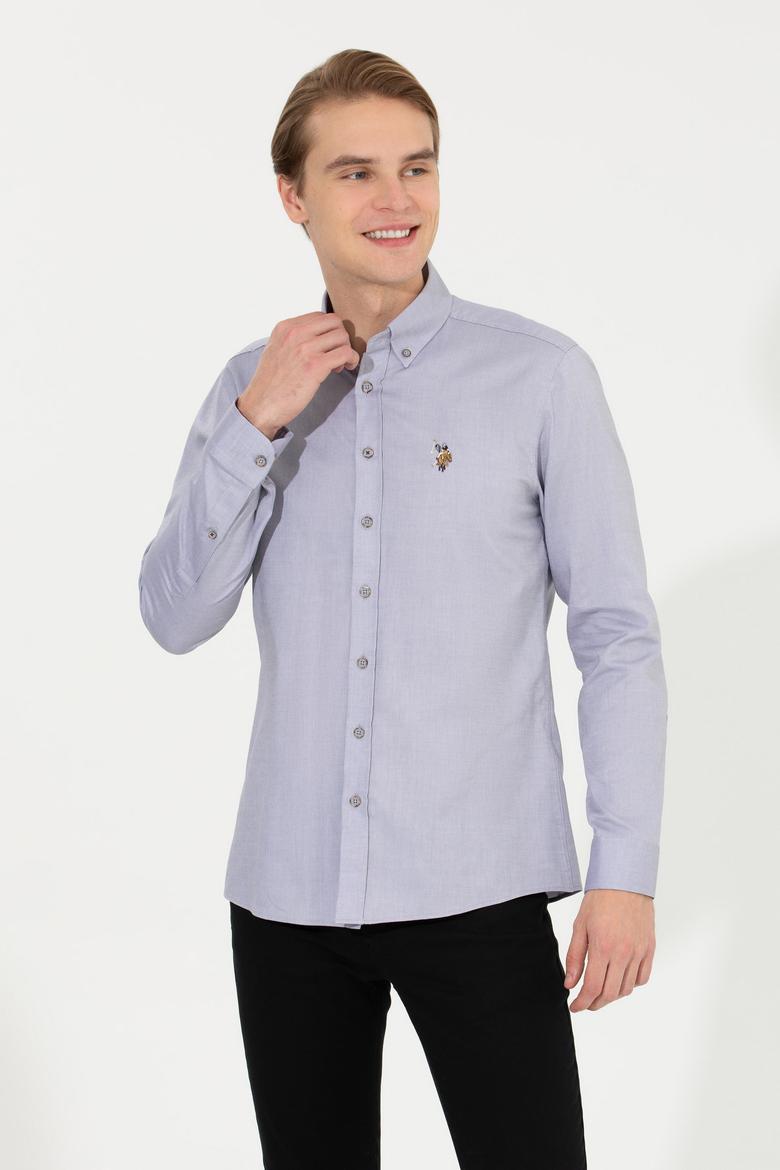 Erkek Gri Uzun Kollu Basic Gömlek - 50256694025