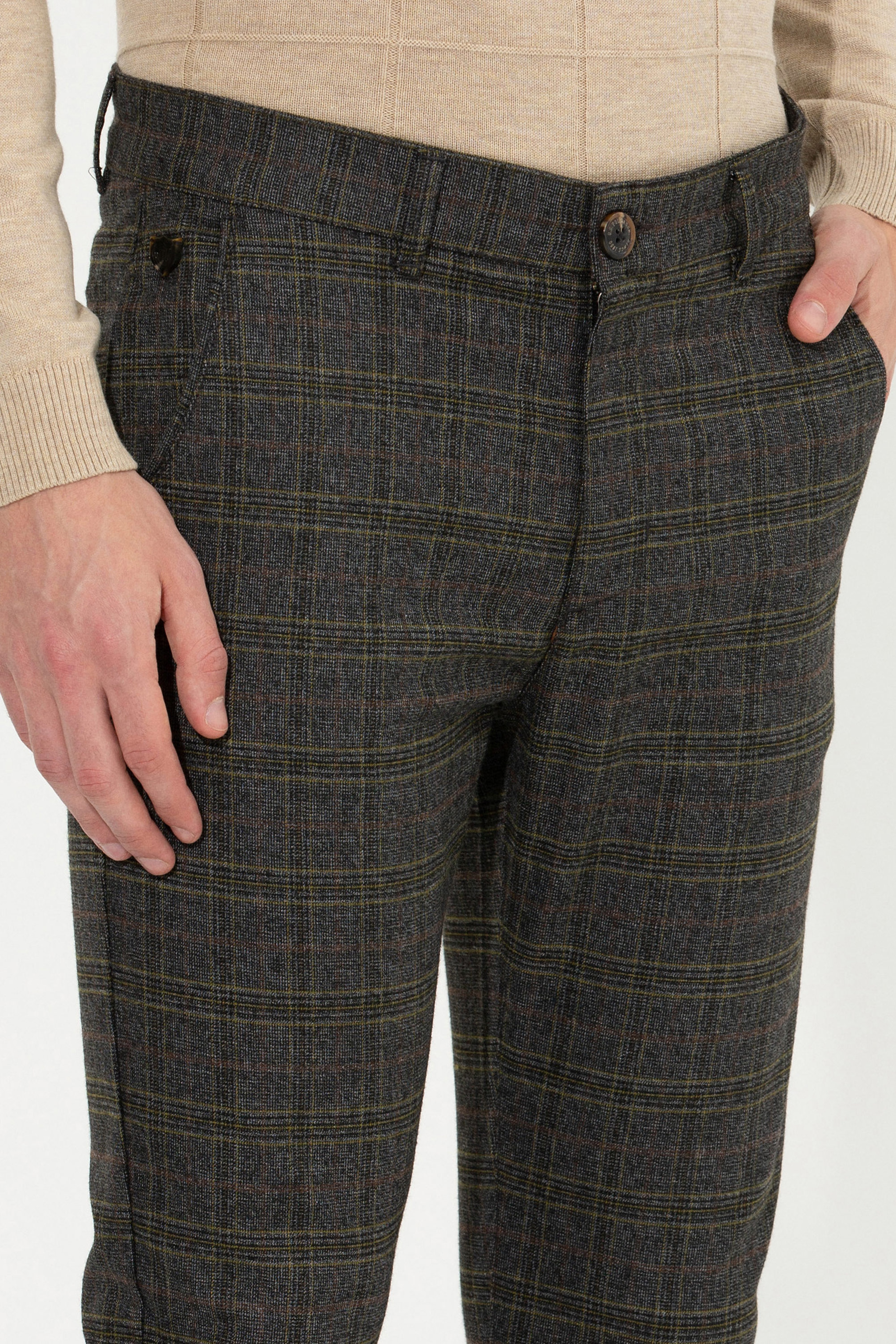 Erkek Slim Fit Coconut Kanvas Pantolon - Image 5