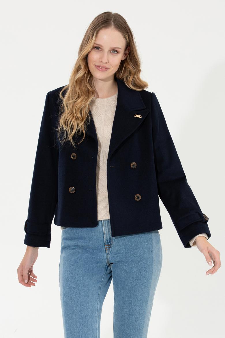 Kadın Lacivert Kaşe Kaban - 50253037005