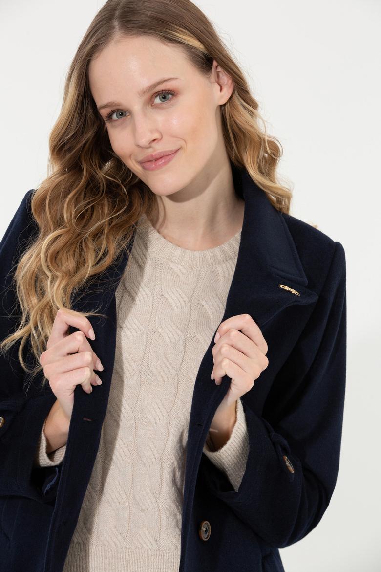 Kadın Lacivert Kaşe Kaban - 50253037005