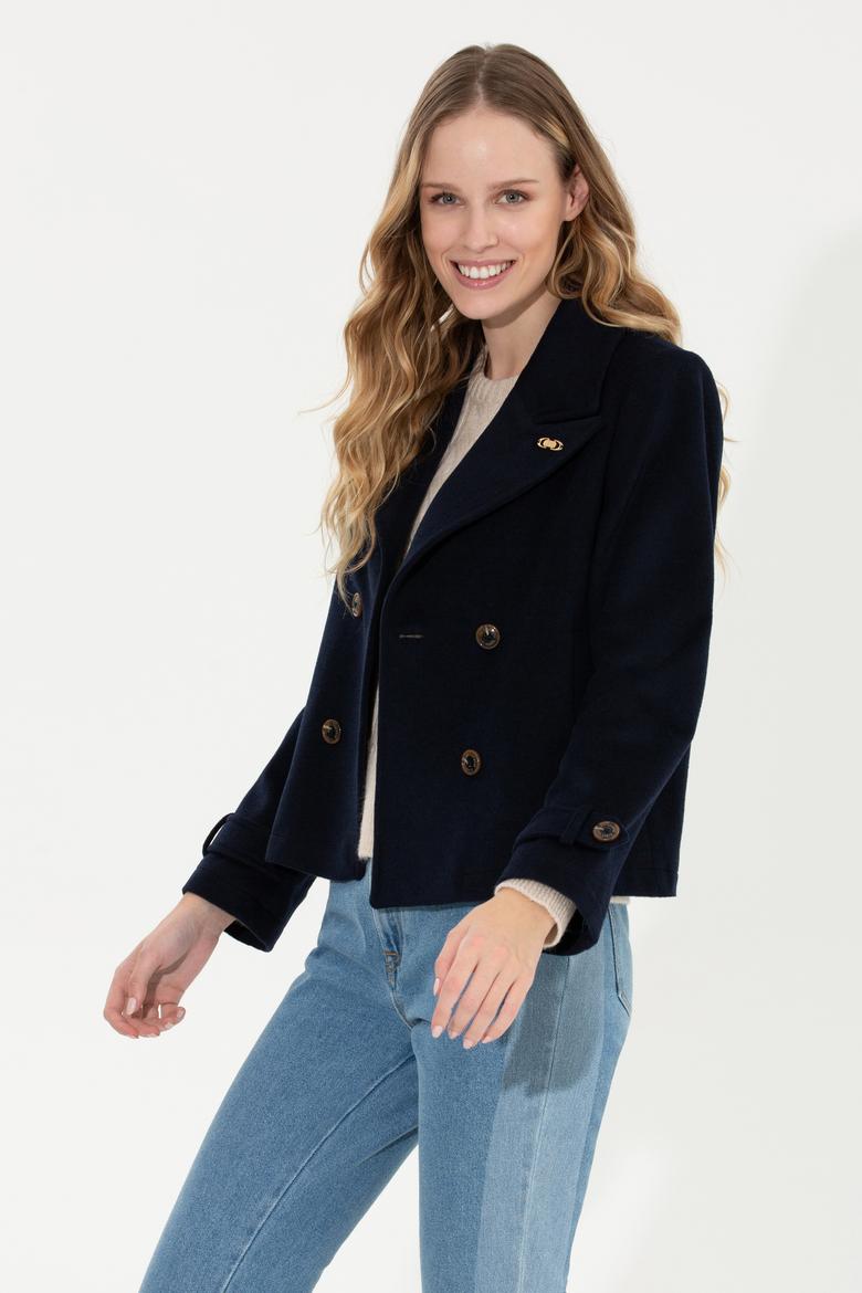 Kadın Lacivert Kaşe Kaban - 50253037005