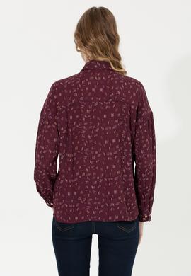 Kadın Vişne Uzun Kollu Gömlek - 50254005002
