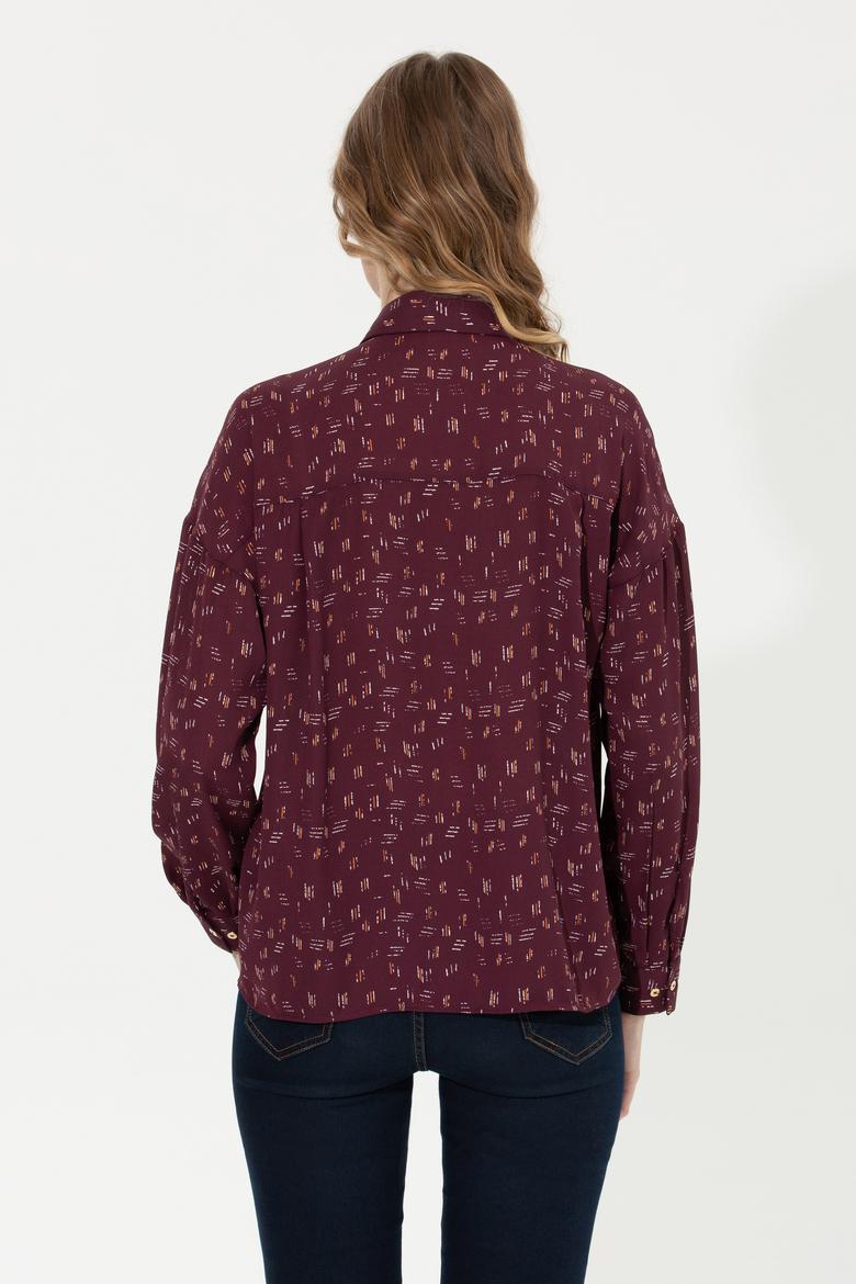 Kadın Vişne Uzun Kollu Gömlek - 50254005002