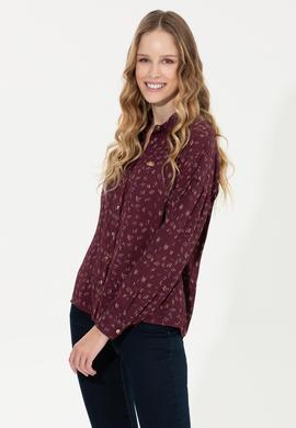 Kadın Vişne Uzun Kollu Gömlek - 50254005002