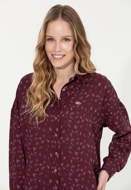 Kadın Vişne Uzun Kollu Gömlek - 50254005002