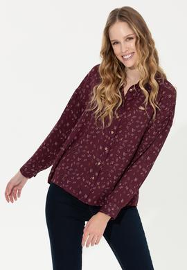 Kadın Vişne Uzun Kollu Gömlek - 50254005002