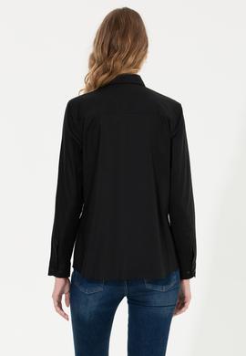 Kadın Siyah Uzun Kollu Basic Gömlek - 50256716031