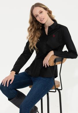 Kadın Siyah Uzun Kollu Basic Gömlek - 50256716031