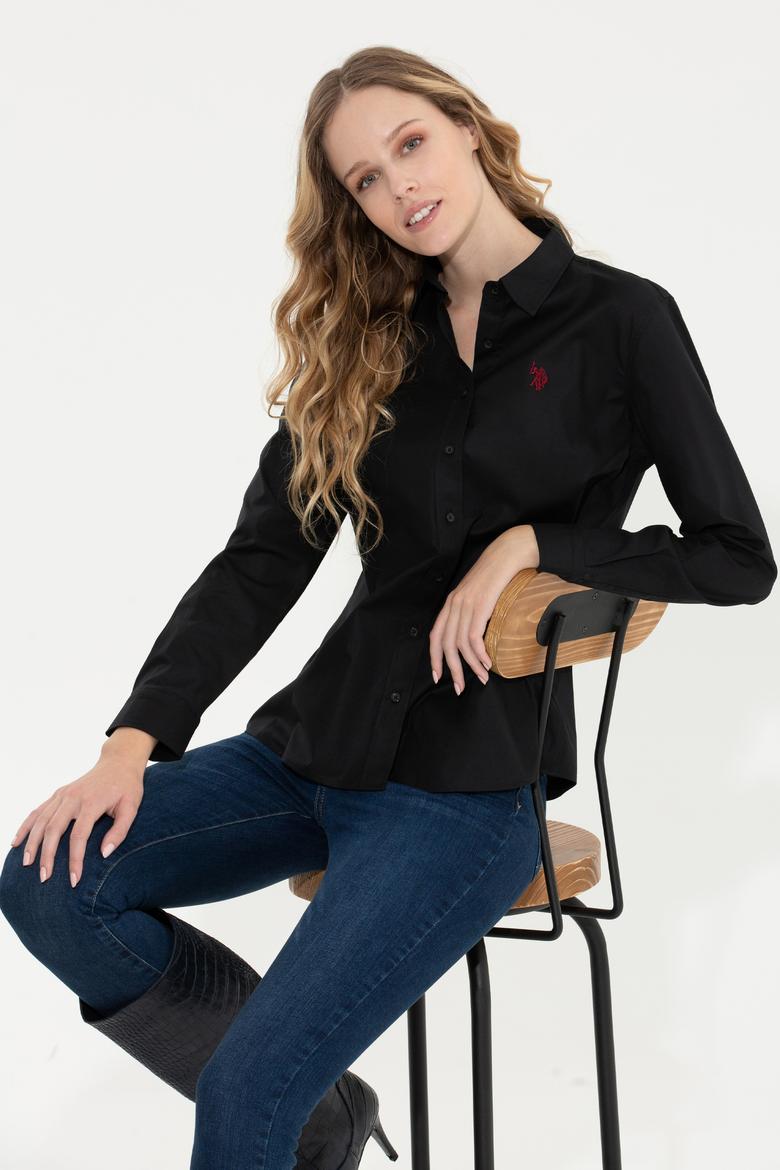 Kadın Siyah Uzun Kollu Basic Gömlek - 50256716031