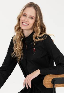 Kadın Siyah Uzun Kollu Basic Gömlek - 50256716031