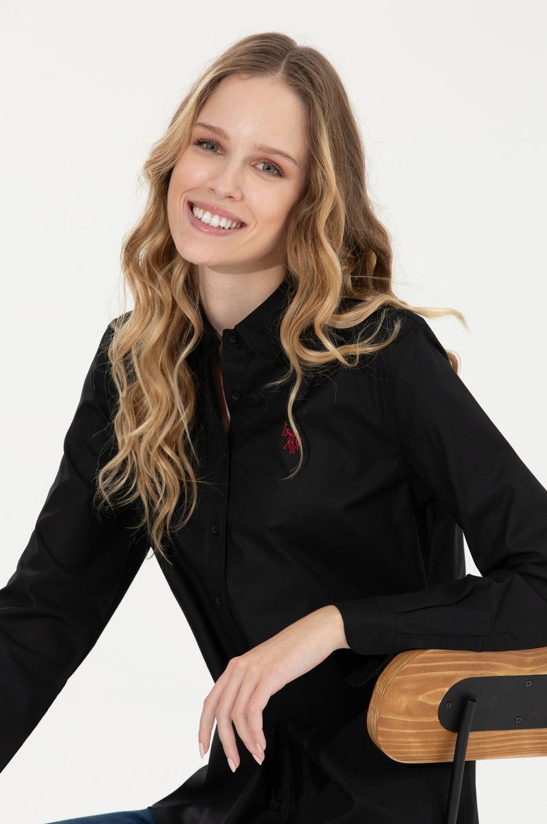 Kadın Siyah Uzun Kollu Basic Gömlek