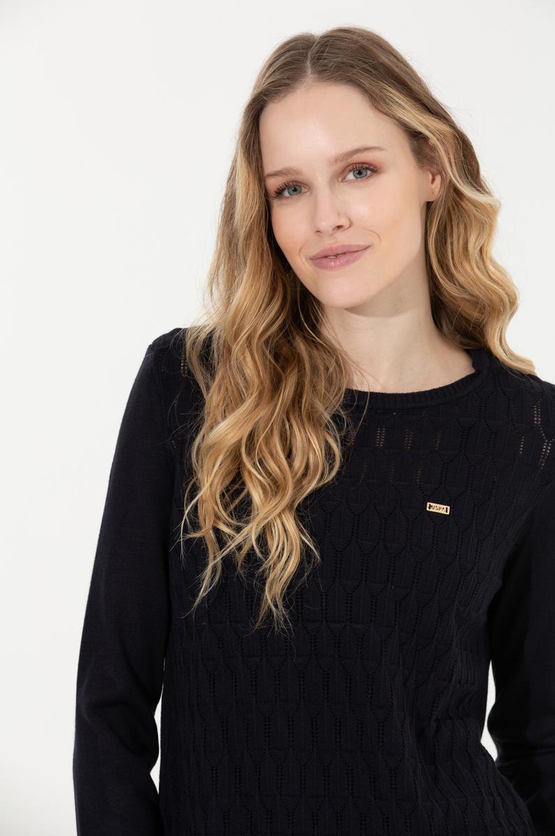 Kadın Lacivert Bisiklet Yaka Kazak