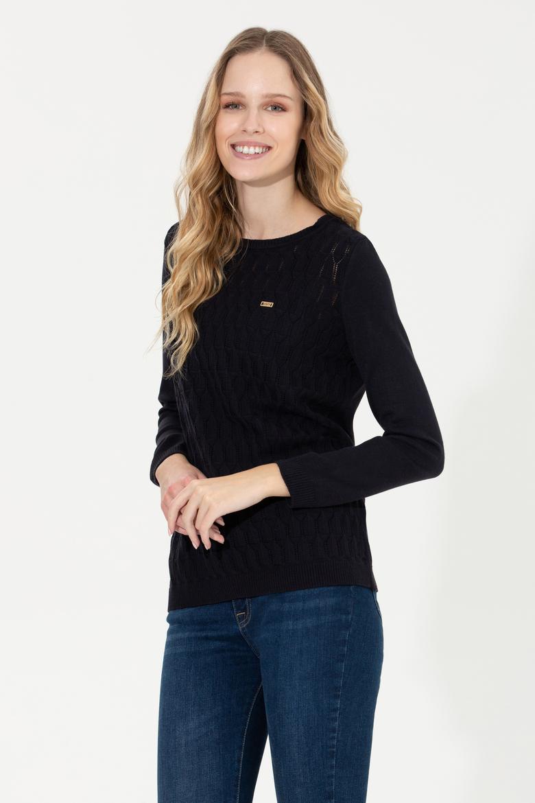 Kadın Lacivert Bisiklet Yaka Kazak - 50255255003