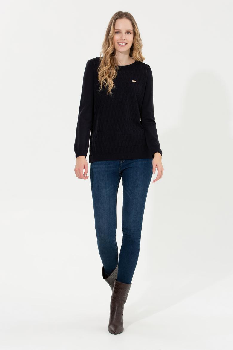 Kadın Lacivert Bisiklet Yaka Kazak - 50255255003