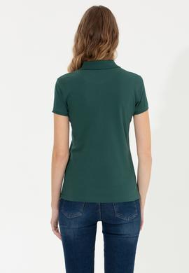 Kadın Yeşil Basic Polo Yaka Tişört - 50256287041