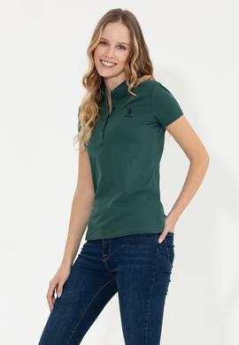 Kadın Yeşil Basic Polo Yaka Tişört - 50256287041