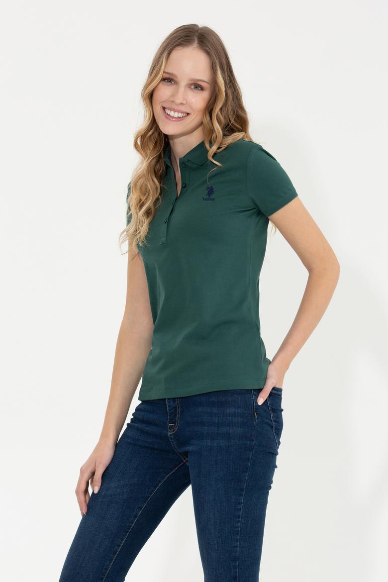 Kadın Yeşil Basic Polo Yaka Tişört - 50256287041