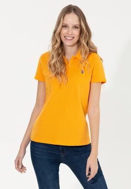 Kadın Sarı Basic Polo Yaka Tişört - 50246272174