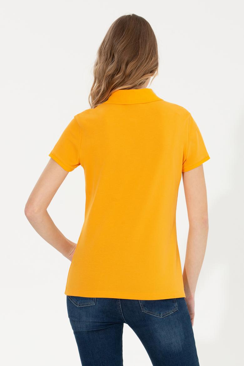 Kadın Sarı Basic Polo Yaka Tişört - 50246272174