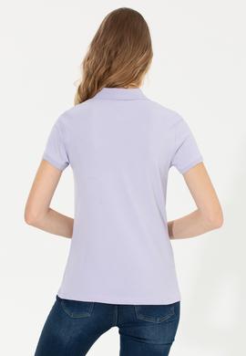 Kadın Lila Basic Polo Yaka Tişört - 50246272190