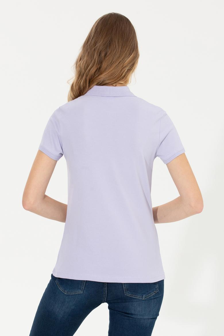 Kadın Lila Basic Polo Yaka Tişört - 50246272190