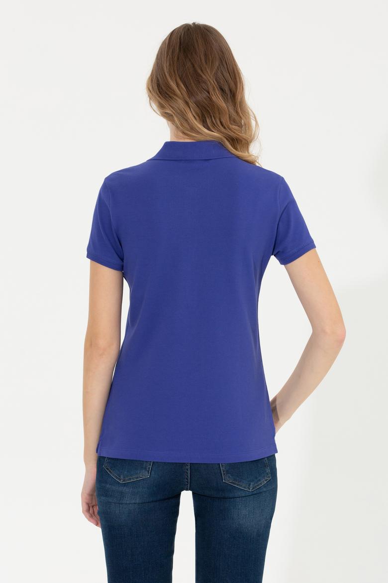 Kadın Mavi Basic Polo Yaka Tişört - 50246278103