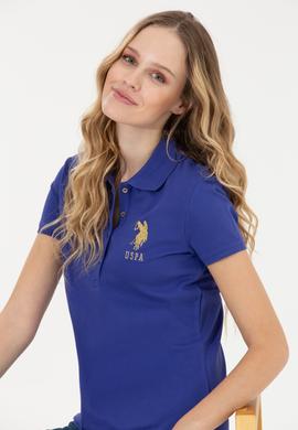 Kadın Mavi Basic Polo Yaka Tişört - 50246278103