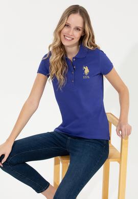 Kadın Mavi Basic Polo Yaka Tişört - 50246278103