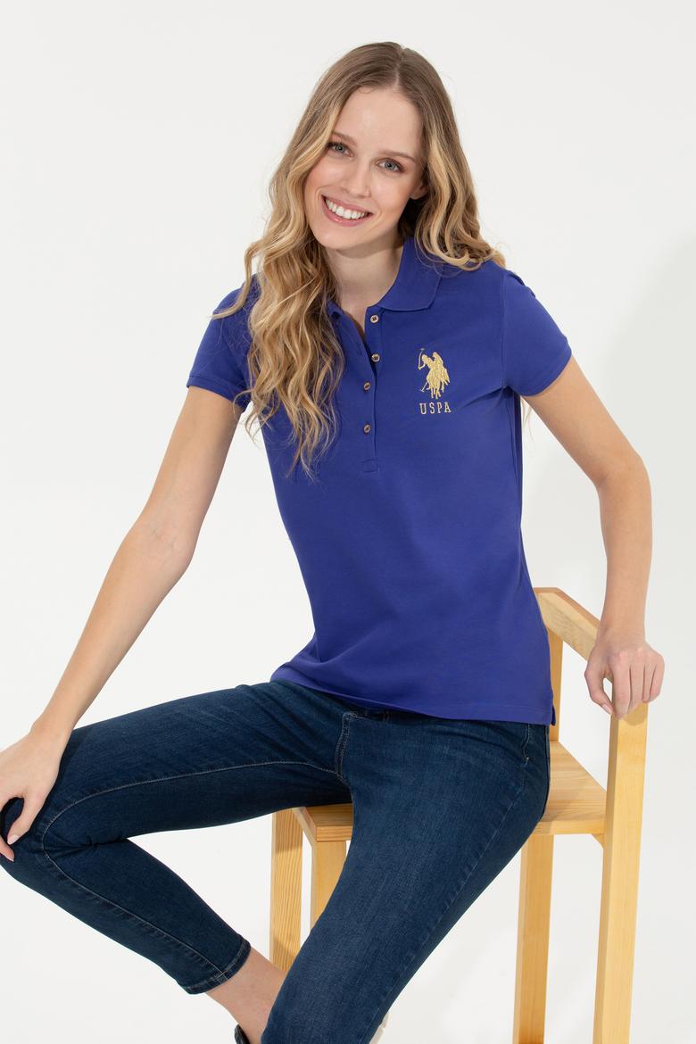 Kadın Mavi Basic Polo Yaka Tişört - 50246278103