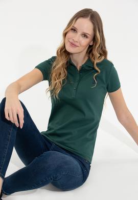 Kadın Yeşil Basic Polo Yaka Tişört - 50256287041