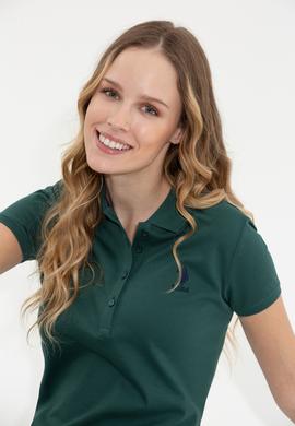 Kadın Yeşil Basic Polo Yaka Tişört - 50256287041