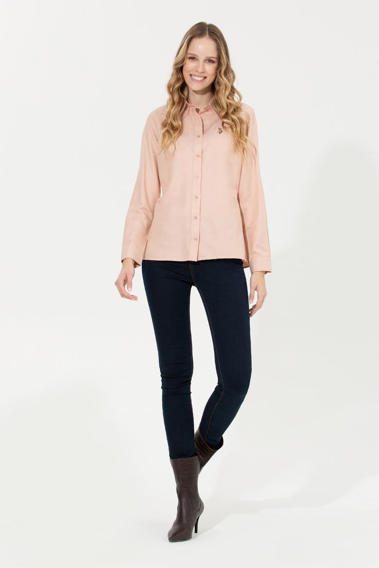 Kadın Pudra Uzun Kollu Basic Gömlek - 50256672051