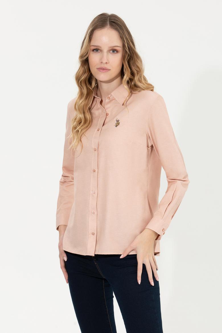 Kadın Pudra Uzun Kollu Basic Gömlek