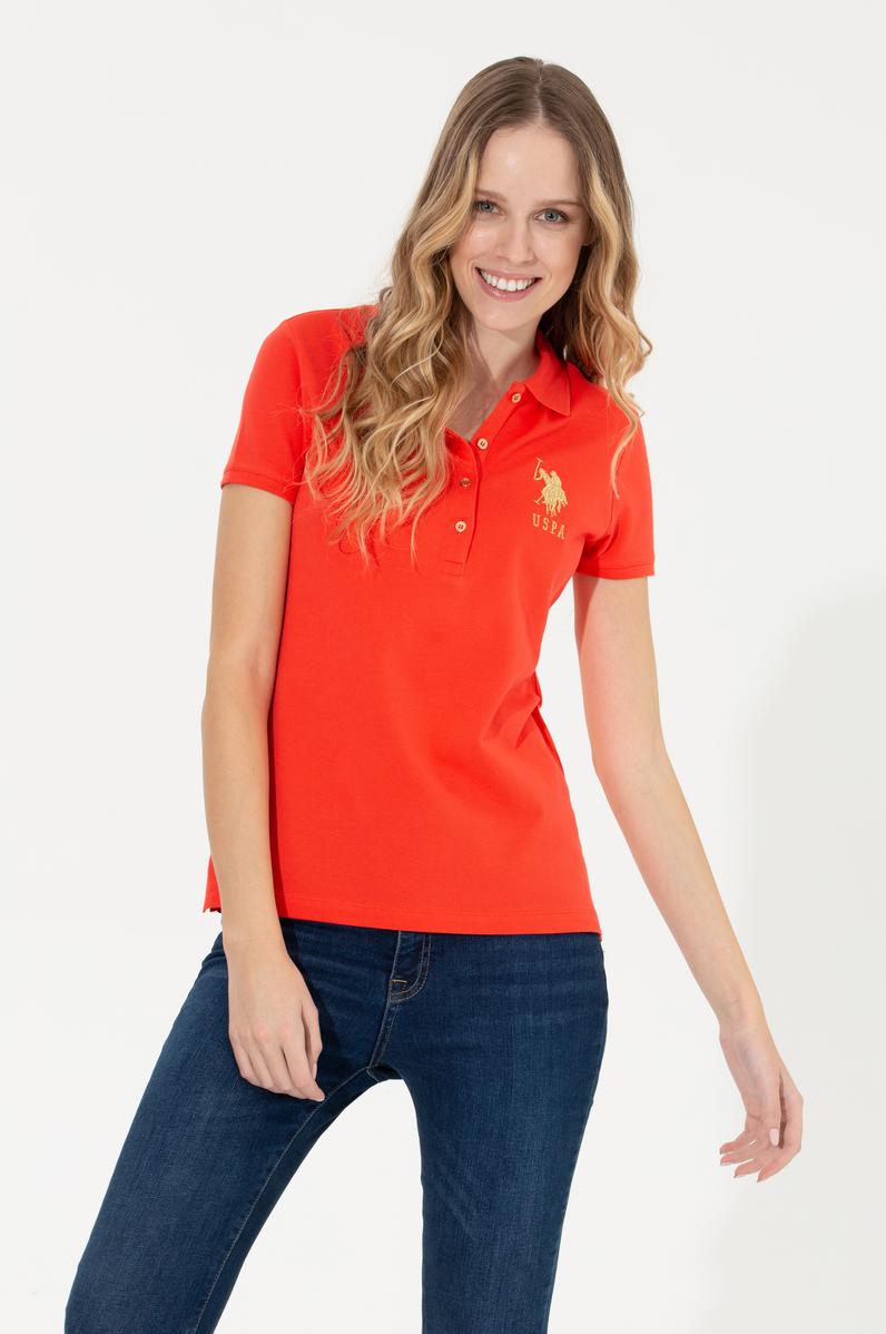 Kadın Kırmızı Basic Polo Yaka Tişört