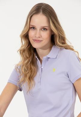 Kadın Lila Basic Polo Yaka Tişört - 50246272190