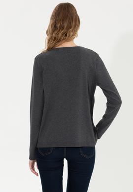 Kadın Antrasit Melanj Basic Triko Hırka - 50251904042