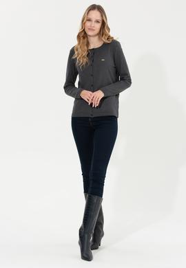 Kadın Antrasit Melanj Basic Triko Hırka - 50251904042